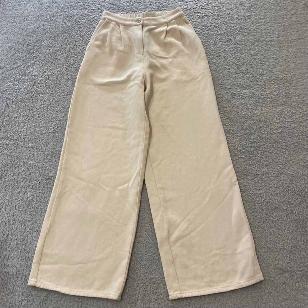 La Maison AMV American Vintage Trouser Women XS Cream Wide Leg High Rise Pleated